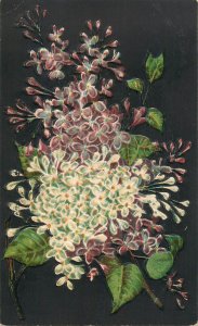 Embossed lilac flowers postcard 1910