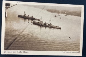 Mint Germany Real Picture Postcard Zeppelin View Of Kiel Port