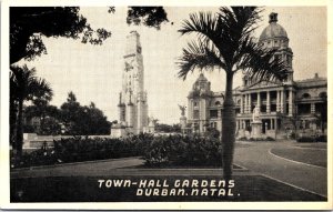 South Africa Town Hall Gardens Durban Natal Vintage Postcard C013