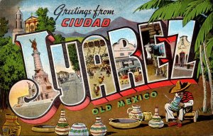 Mexico Greetings From Juarez Large Letter Linen