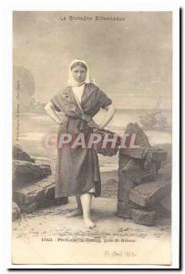 Postcard Old fisherwoman near Cesson St Brieuc