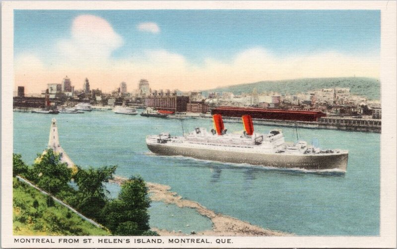 Montreal from St Helen's Island Quebec QC Ship Steamship Unused Postcard E82