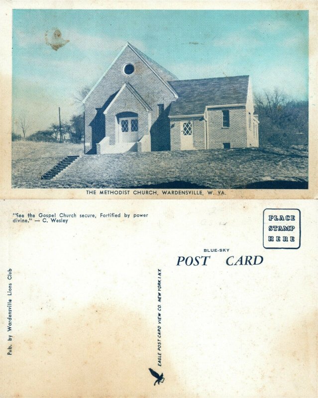 WARDENSVILLE W.VA METHODIST CHURCH ANTIQUE POSTCARD