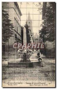 Old Postcard Aix en Provence Fontaine des Quatre Dauphins Eglise Saint Jean d...