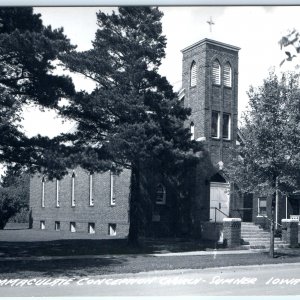 c1950s Sumner, IA RPPC Immaculate Conception Church Brick Real Photo PC Vtg A110