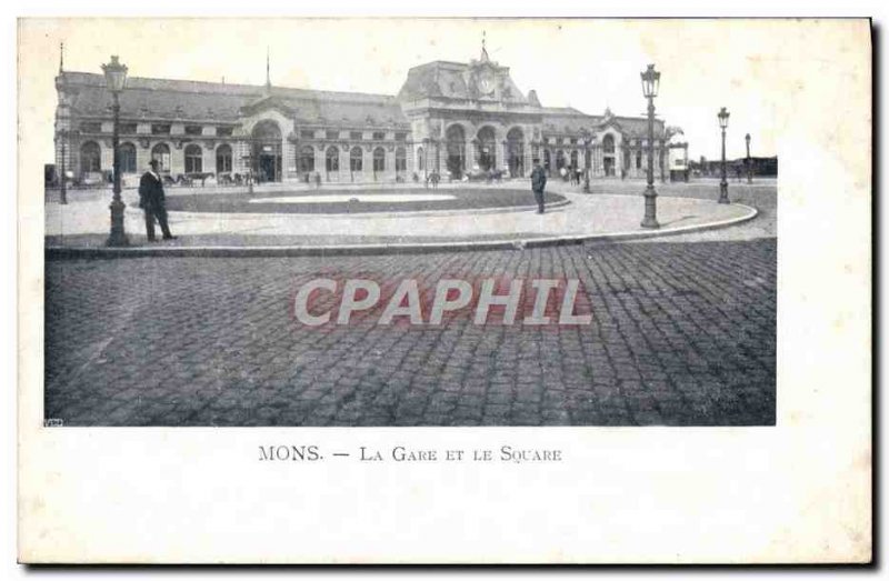 Old Postcard Mons Railway Station And The Souare