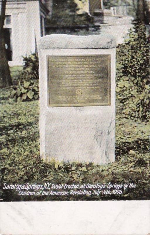 New York Saratoga Springs Tablet Erected By The Children Of The American Revo...