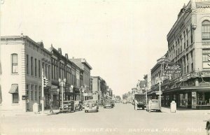 NE, Hastings, Nebraska, Second Street from Denver Avenue, 40's Cars, RPPC