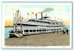 c1920s Excursion Steamer Washington Keokuk Iowa IA Unposted Postcard 