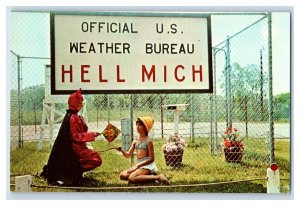 Vintage Hell Michigan Devil Kids Pickney Area Weather Bureau Postcard P222