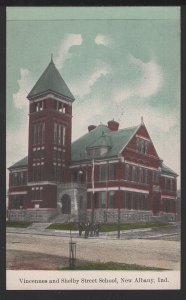 Indiana NEW ALBANY Vincennes and Shelby Street School - J. H. Conner Drug  ~ DB