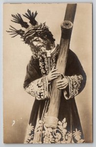 RPPC Jesus With Cross Statue Sevilla Spain c1921 Postcard Q21