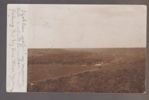 Peterson IOWA RPPC 1906 TRAIN UNDER STEAM Railroad nr Cherokee Sioux Rapids IA