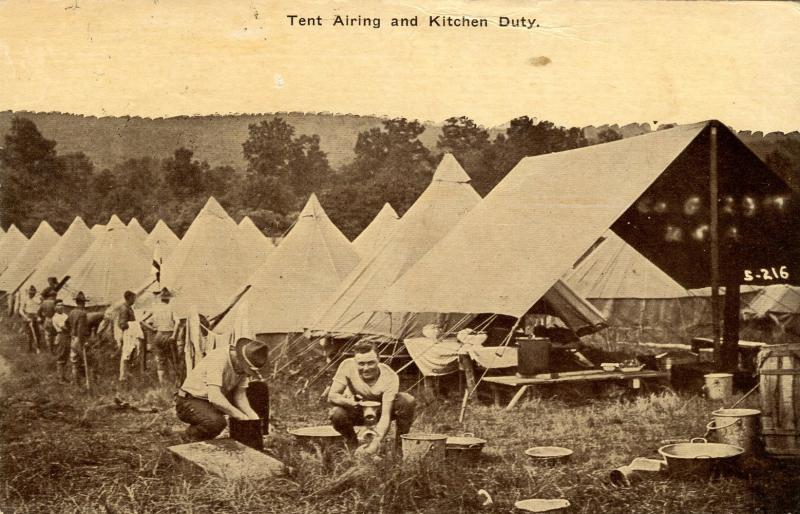 U.S. Military, WWI. U.S. Army, Tent Airing and Kitchen Duty