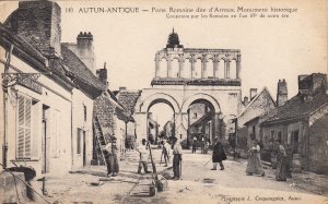 P1692 1918 autun-antique - porte romaine d, arroux, monument. people france