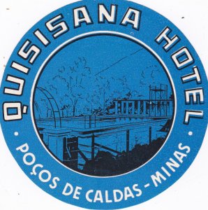 Brasil Minas Quisiana Hotel Vintage Luggage Label sk2817