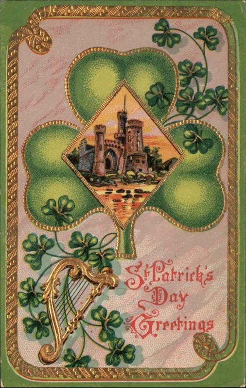 St Patrick's Day Blarney Castle Ireland c1910 Gel Vintage Postcard