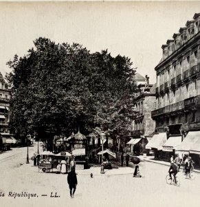 Republic Street Food Cart Market Perigueux France 1910s Postcard PCBG12B