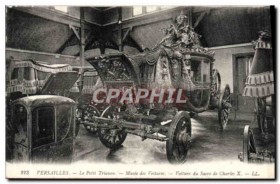 Postcard Old Versailles Petit Trianon Museum of cars Car coronation of