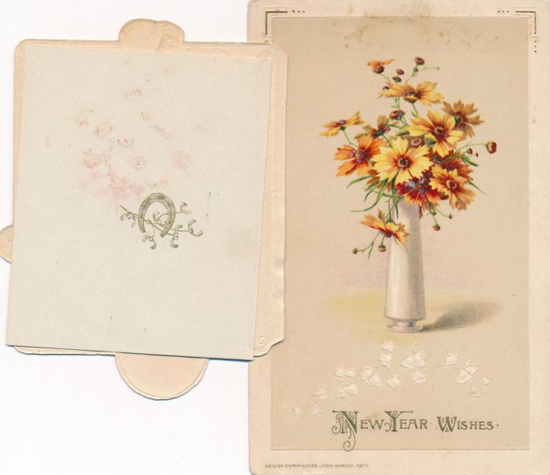 New Years Day Greetings and Wishes - Card on Postcard - John Winsch - DB