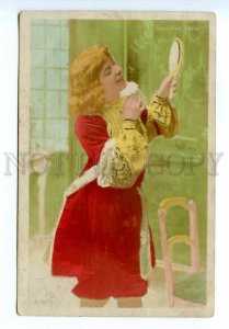 499307 Geraldine FARRAR American OPERA Singer w/ MIRROR Vintage PHOTO postcard