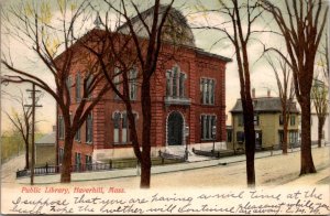 Postcard Public Library in Haverhill, Massachusetts