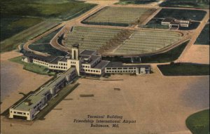 Baltimore MD Friendship Airport Linen Postcard