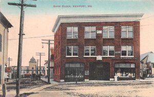 Newport Maine Bank Block Vintage Postcard AA59545