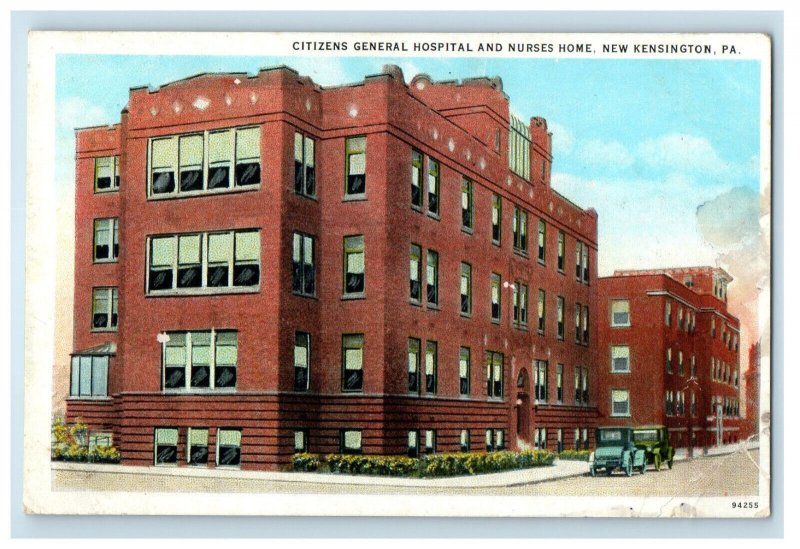 c1930s Citizens General Hospital and Nurses Home, New Kensington PA Postcard