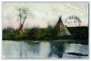 1907 Indian Tepee Scene Tent Exterior Pendleton Oregon Vintage Antique Postcard