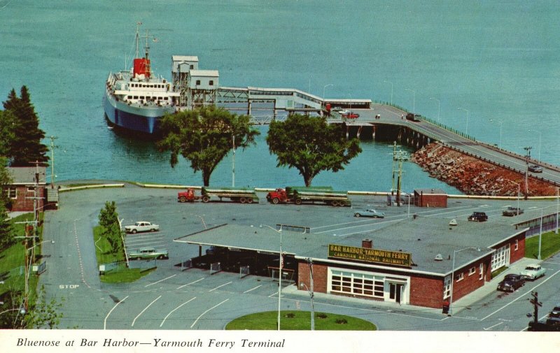 Postcard MV Bluenose At Dock Bar Harbor From Ferry Terminal-Nova Scotia Canada