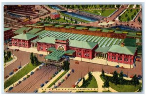 c1940's N.Y. N.H. & H Railroad Station Providence Rhode Island RI Postcard