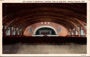 Postcard Interior of Auditorium in Lakeside, Ohio on Lake Erie