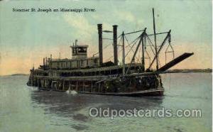 St. Joseph Steamer on Mississippi River, Writing on back close to perfect cor...