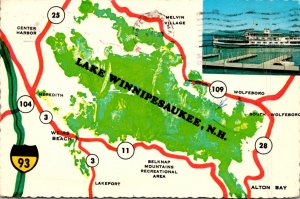 Hew Hampshire Map Of Lake Winnipesaukee 1982