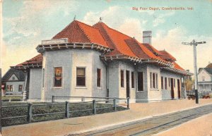 Crawfordsville Indiana Big Four Depot Train Station Vintage Postcard AA55599