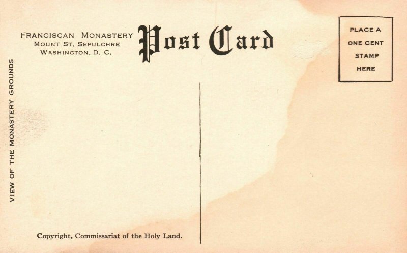 Vintage Postcard 1910's Franciscan Monastery Mount St. Sepulchre Washington D.C.