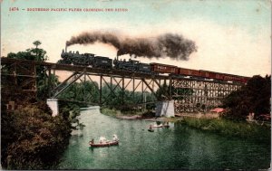 Postcard Southern Pacific Flyer Crossing The River Railroad Train