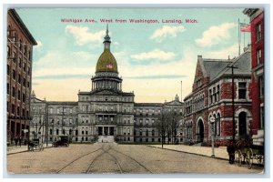 1910 Michigan Avenue West Washington Exterior Building Lansing Michigan Postcard