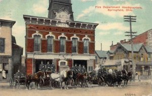 FIRE DEPARTMENT HEADQUARTERS SPRINGFIELD OHIO POSTCARD 1912