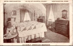 Postcard MA Northampton - Hotel Northampton An Early American Bedroom