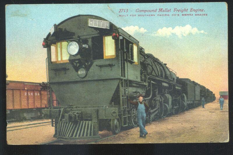 SOUTHERN PACIFIC RAILROAD TRAIN ENGINE COMPOUND MALLET FREIGHT TRAIN POSTCARD