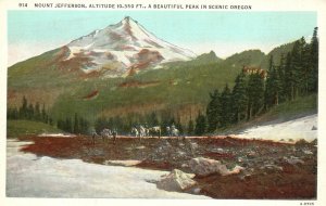 Vintage Postcard 1930's Mount Jefferson Beautiful Peak in Scenic Oregon OR