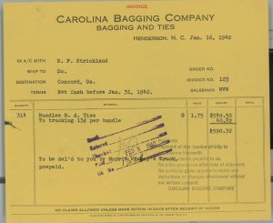 1942 Carolina Bagging Company Bagging and Ties Henderson, NC Bundles of Ties 148