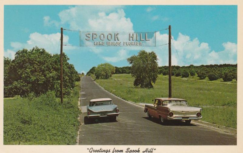 Spook Hill FL, Florida near Lake Wales - Cars roll uphill illusion