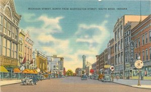 Postcard Indiana South Bend Michigan Street Washington autos Fort Wayne 23-5047