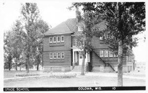 Coloma Wisconsin Grade School, Real Photo Postcard