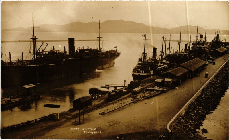 PC CPA US, N CAROLINA,TOWNSVILLE, JETTY SHIPPING, REAL PHOTO POSTCARD (b6399)