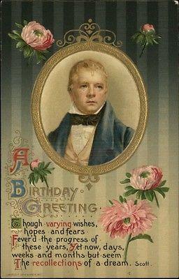 WINSCH SIR WALTER SCOTT Birthday Quote & Portrait c1910 P...