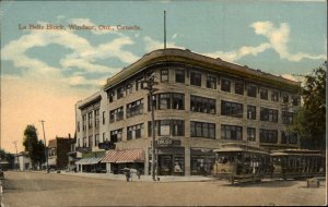 Windsor Ontario ON La Belle Block Trolley Streetcar c1910 Vintage Postcard